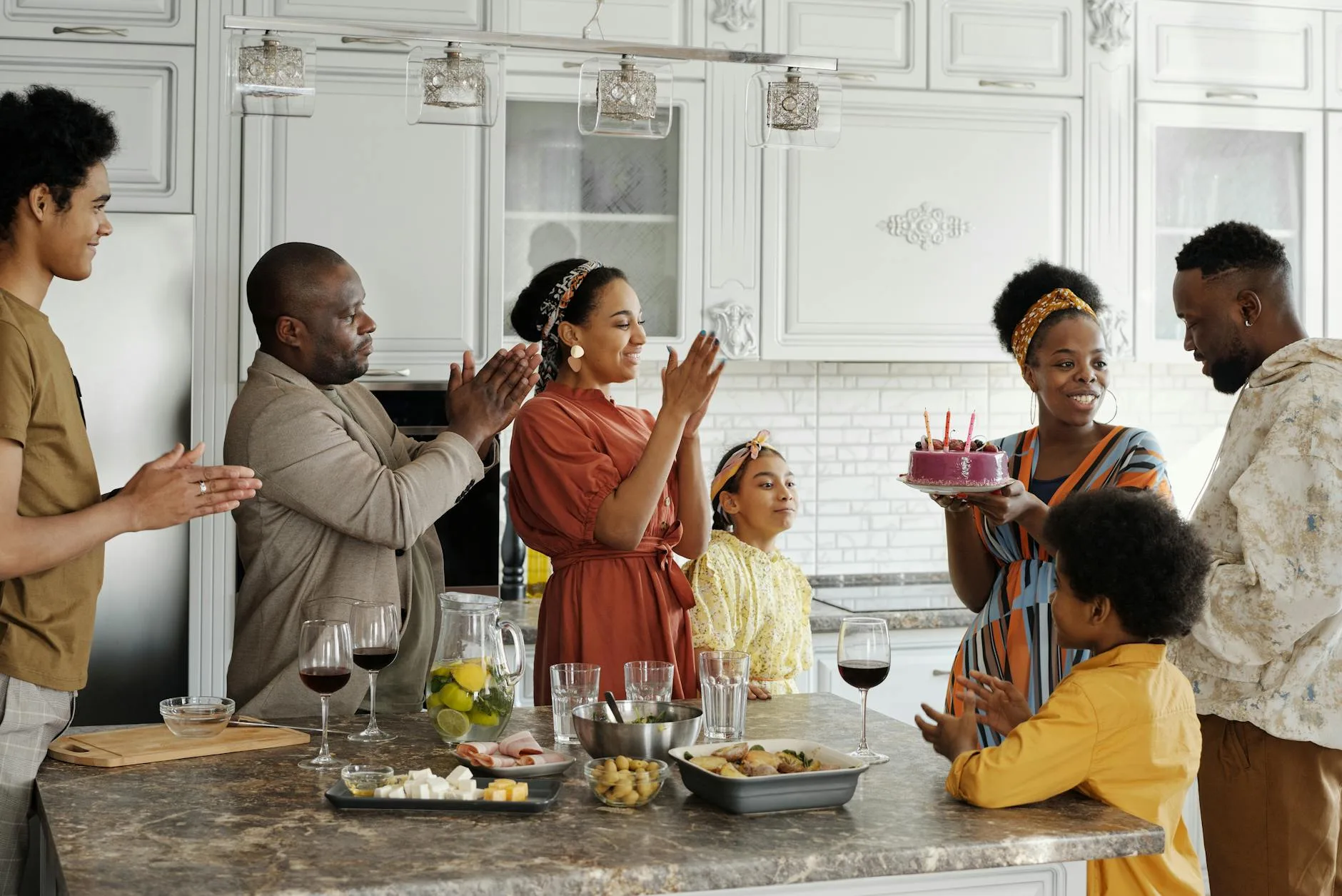family celebrating a birthday
